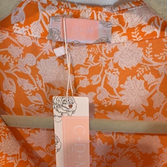 New C+D+M Collection orange floral blouse - Picture 3 of 6